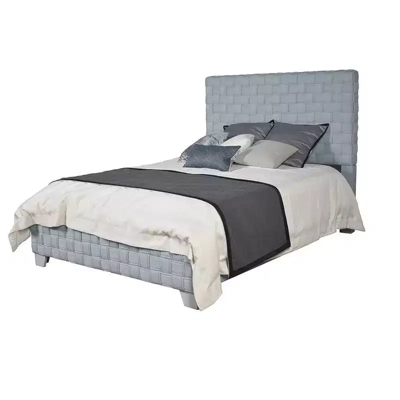 Acme Furniture Queen 91" Saree Bed Light Teal Chenille/Gray Finish
