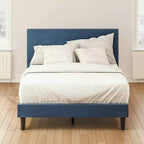 King Omkaram Upholstered Platform Bed Frame Navy - Zinus: Steel Frame, No Box Spring Needed, Foam-Padded Headboard