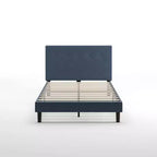 King Omkaram Upholstered Platform Bed Frame Navy - Zinus: Steel Frame, No Box Spring Needed, Foam-Padded Headboard