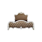 102"California King Bed Versailles II Bed Vintage Gray Vintage Gray Synthetic Leather & Bone White Finish - Acme Furniture