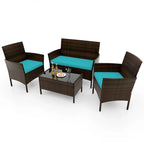 Costway 4 PCS Patio Furniture Set with Washable Cushions and Tempered - See Details