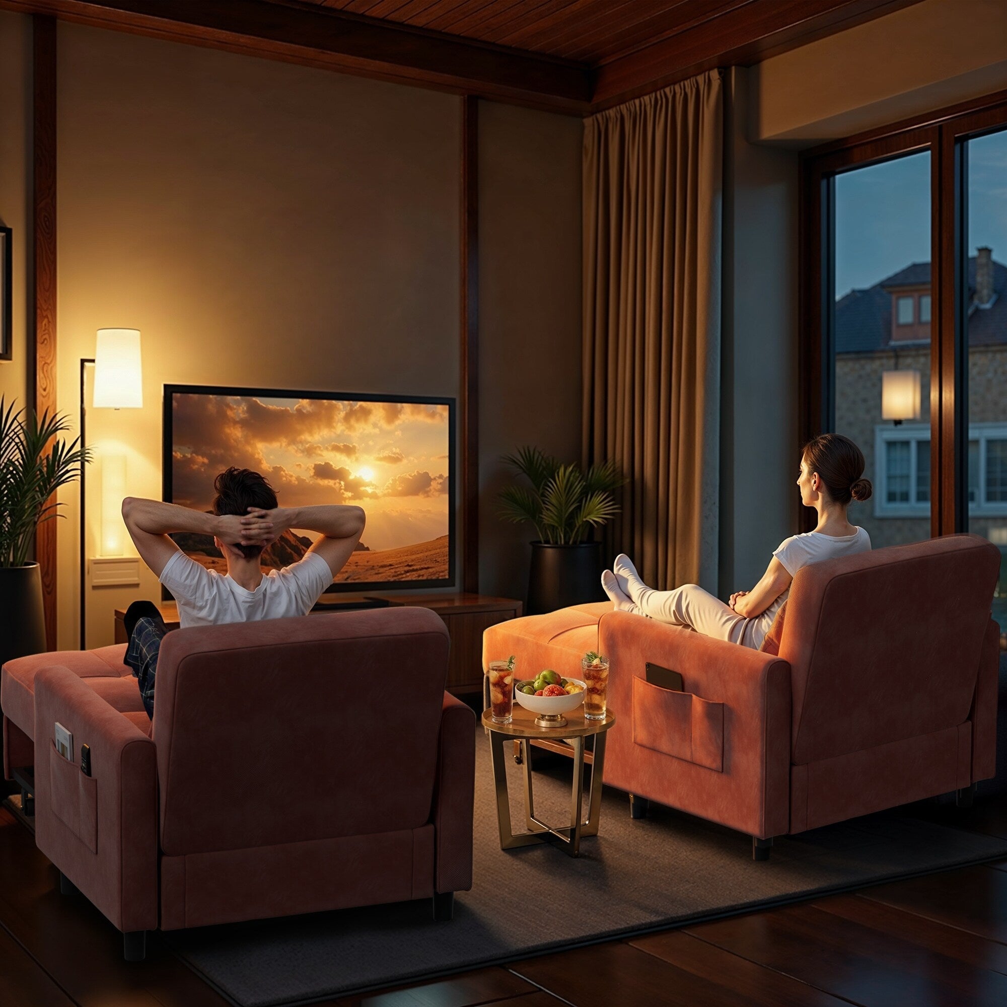 3-in-1 Adjustable Sleeper Sofa Bed, Pull Out Chair Sofa, Convertible Folding Bed for Living Room