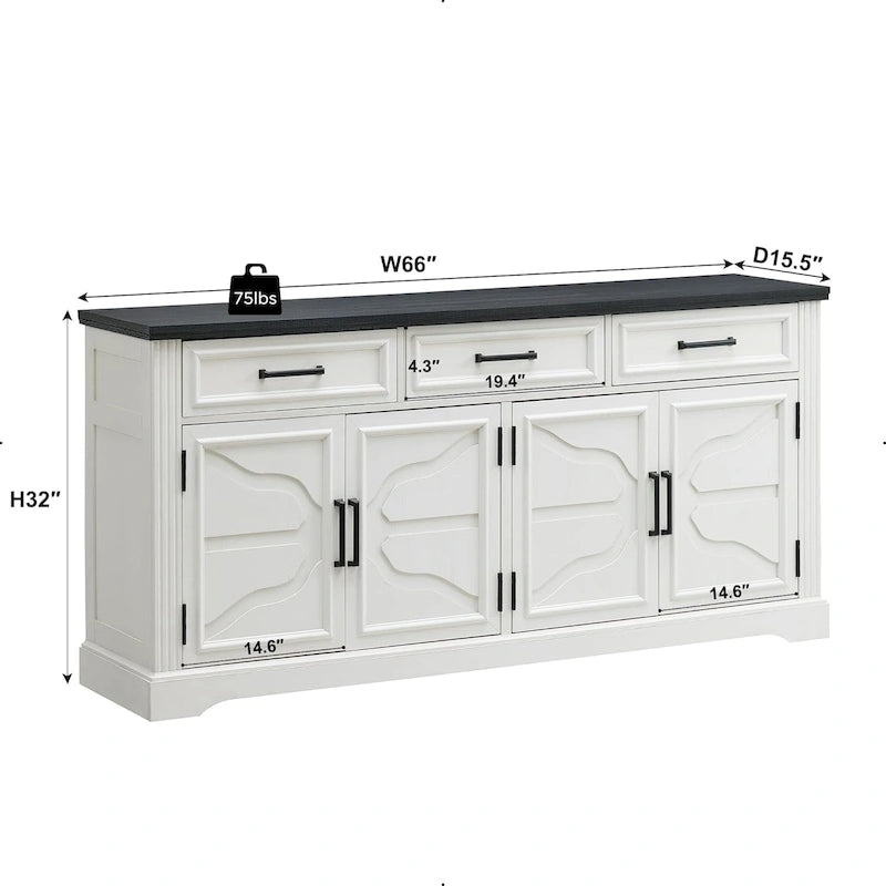 Farmhouse Buffet Sideboard Cabinet,Coffee Bar Wine Bar for Dining Room - N/A
