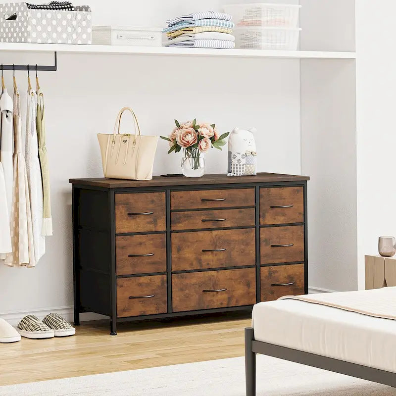 Bedroom Dresser with 10 Large Drawers for 55 Long TV Stand - 55 inches
