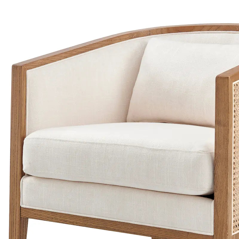 Tillman Linen Accent Arm Chair with Rattan
