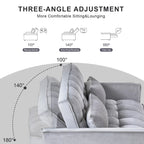 Modern Velvet Futon Loveseat with Reclining Backrest & Pockets, Seats 2 â€?Dark Gray / Light Gray / Blue / Black