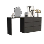 32.7H Rotating Dresser and Desk 6 Drawer Dresser Makeup Vanity White/Black
