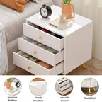 White Nightstands Bedside Table End Table Gold Metal Legs1 Pcs