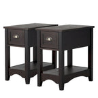 Gymax Set of 2 Contemporary Side End Table Compact Table w/ Drawer - 13  X 22  X 23  (L X W X H)