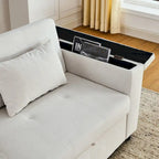 54 Pull-Out Sleeper Sofa Bed, 2 Seat Recliner Sofa Bed with Storage, Lumbar Pillow, USB Power Outlet