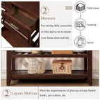42 Console Sofa Table with Drawers and Tiers Shelves