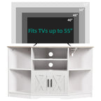 Farmhouse Corner TV Stand Entertainment Center Media Console for TVs up to 55 with Power Outlet