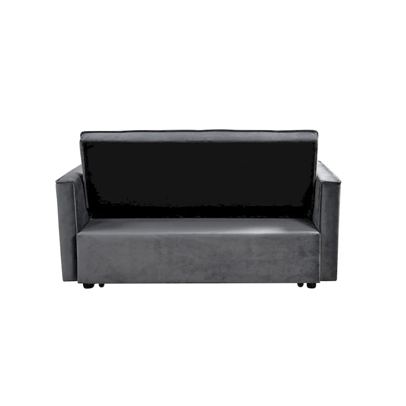 Modern Velvet Futon Loveseat with Reclining Backrest & Pockets, Seats 2 â€?Dark Gray / Light Gray / Blue / Black