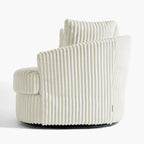 2 Set Oversized 43 W Plush Corduroy Swivel Barrel Chair with Pillows