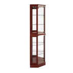6 Shelf Corner Curio Display Cabinet with Lights, Mirrors and Adjustable Shelves, Cherry