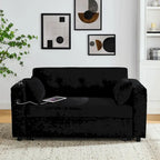 54 Pull-Out Sleeper Sofa Bed, 2 Seat Recliner Sofa Bed with Storage, Lumbar Pillow, USB Power Outlet