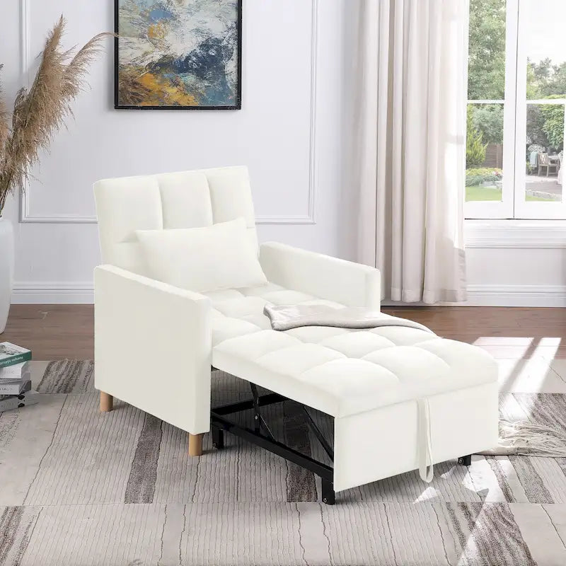 3-in-1 Convertible Sleeper Sofa Lounge Chair Bed, Black