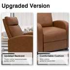 PU Leather Push-Back Recliner Chair, Brown / Black / Grey / Khaki / Red / Beige, Single