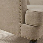 Set of 2 Arm Chair Upholstered Button Tufted Accent Chair with Lumbar Pillow Beige/ Grey/ Light Blue