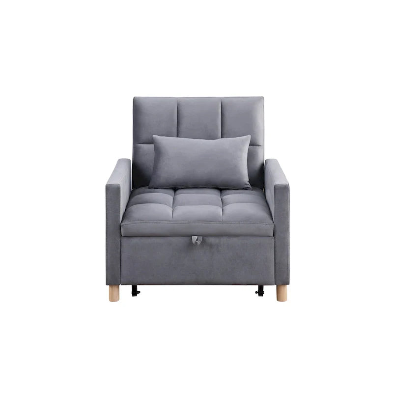 3-in-1 Convertible Sleeper Sofa Lounge Chair Bed, Black