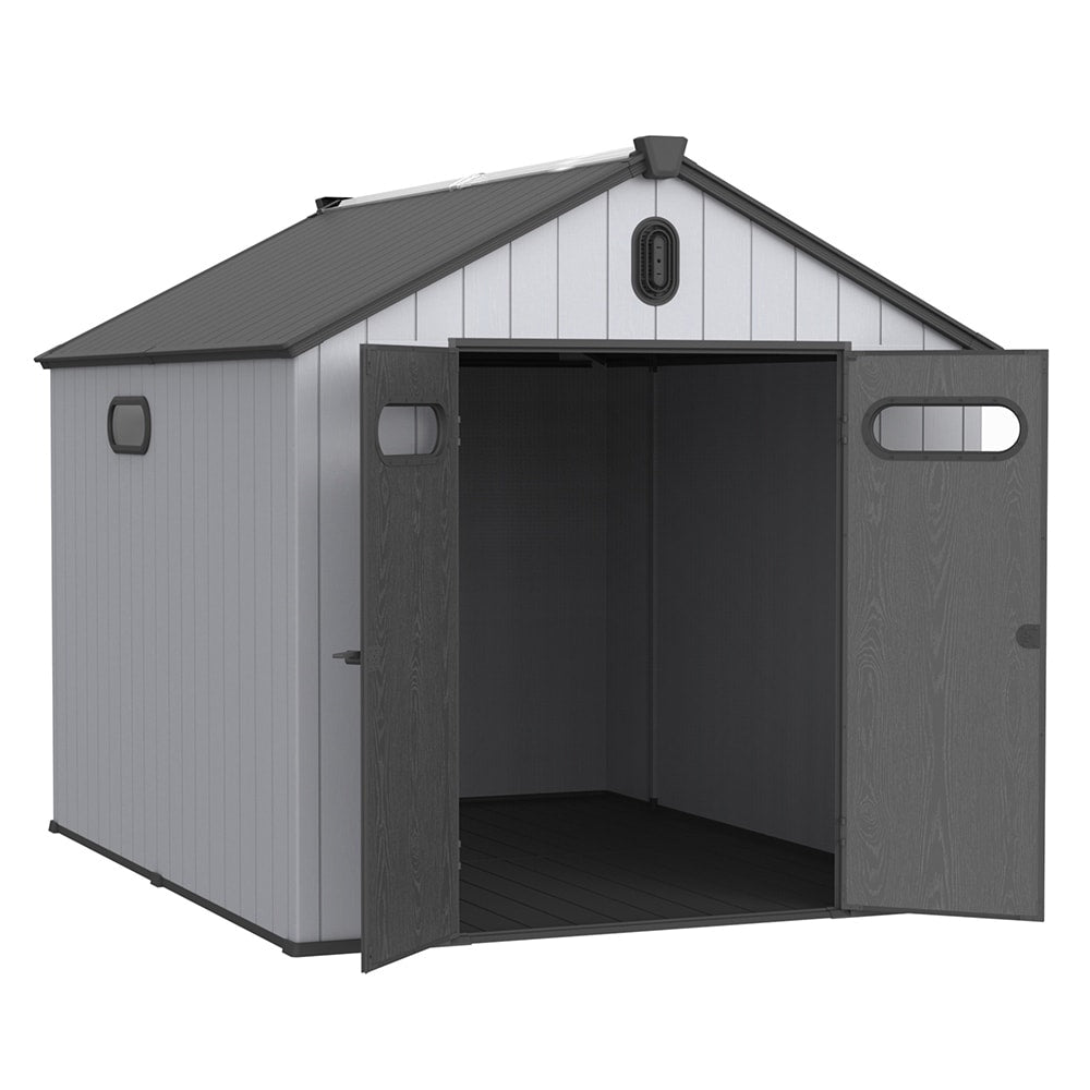 6 ft x 4 ft/6 ft x 8 ft/8 ft x 6 ft/8 ft x 10 ft All-Weather Resin Outdoor Plastic Storage Shed w/Floor, Spire Tool Shed
