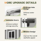 6 ft x 4 ft/6 ft x 8 ft/8 ft x 6 ft/8 ft x 10 ft All-Weather Resin Outdoor Plastic Storage Shed w/Floor, Spire Tool Shed