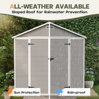6 ft x 4 ft/6 ft x 8 ft/8 ft x 6 ft/8 ft x 10 ft All-Weather Resin Outdoor Plastic Storage Shed w/Floor, Spire Tool Shed