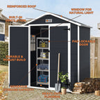 6 ft x 4 ft/6 ft x 8 ft/8 ft x 6 ft/8 ft x 10 ft All-Weather Resin Outdoor Plastic Storage Shed w/Floor, Spire Tool Shed