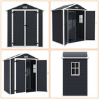 6 ft x 4 ft/6 ft x 8 ft/8 ft x 6 ft/8 ft x 10 ft All-Weather Resin Outdoor Plastic Storage Shed w/Floor, Spire Tool Shed