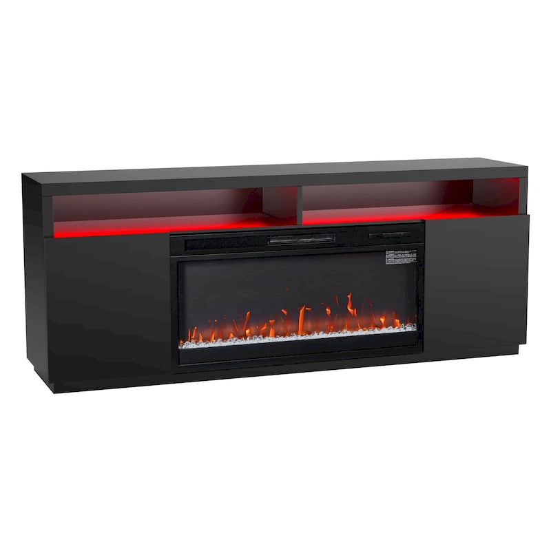 68 Modern Black RGB Electric Fireplace TV Stands Console for TVs Up to 72-inch