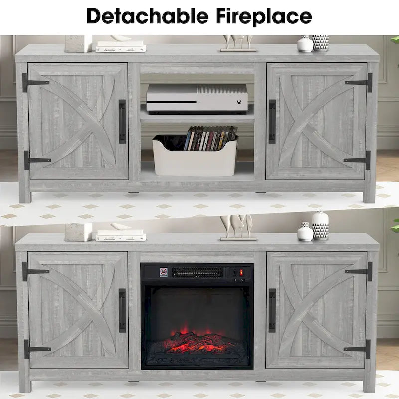 58 Farmhouse Electric Fireplace TV Stands Console Table for TV's up to 65