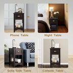 Gymax Set of 2 Contemporary Side End Table Compact Table w/ Drawer - 13  X 22  X 23  (L X W X H)