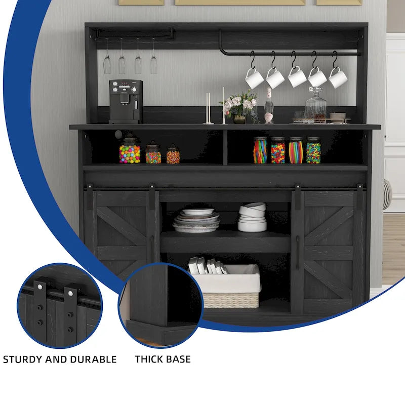 Moasis Farmhouse Coffee Bar Cabinet - 15.1D x 47.2W x 51.5H