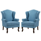 2 Set Traditional Wingback Accent Chairs Upholstered Armchair