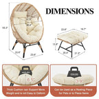 FINCATI Indoor Eggs Chair, 440 lbs Egg Chair Outdoor, Oversized Egg Chair with Ottoman, Luxury Cozy Egg Chair with Foot Rest