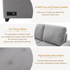 84.75 L-Shaped 5-Seat Sleeper Sectional Sofa with Storage Ottoman, Hidden Arm Storage, and USB Charging for Living Room