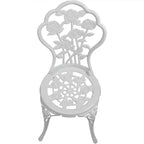Sunnydaze Flower Design Cast Aluminum Bistro Set with Cast Iron Legs, White, 3pc