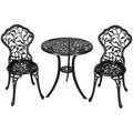 Sunnydaze Floral Design Cast Aluminum Outdoor Patio Bistro Set, Black, 3pc