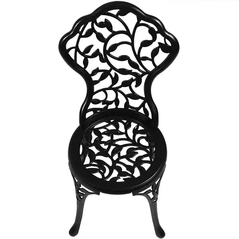 Sunnydaze Floral Design Cast Aluminum Outdoor Patio Bistro Set, Black, 3pc