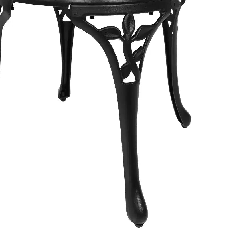 Sunnydaze Floral Design Cast Aluminum Outdoor Patio Bistro Set, Black, 3pc