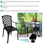 Sunnydaze Outdoor Crossweave Design Black Cast Aluminum Patio Dining Chair, 2pk