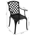 Sunnydaze Outdoor Crossweave Design Black Cast Aluminum Patio Dining Chair, 2pk