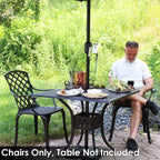 Sunnydaze Outdoor Crossweave Design Black Cast Aluminum Patio Dining Chair, 2pk