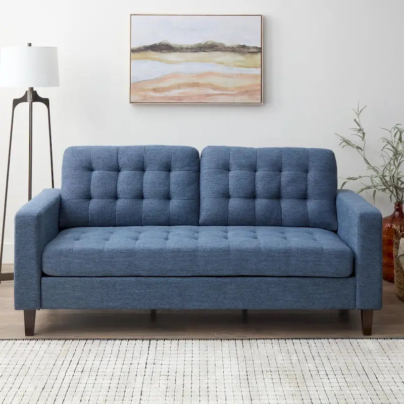 Brookside Brynn 76-in. Square-arm Faux Leather/Velvet/Fabric Sofa