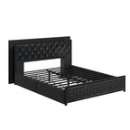 Moasis Queen Size PU Bed Frame LED Upholstered Platform Bed Frame