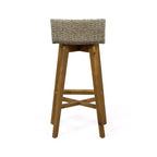 4pk La Brea Acacia Wood & Wicker Patio Barstools - Christopher Knight Home