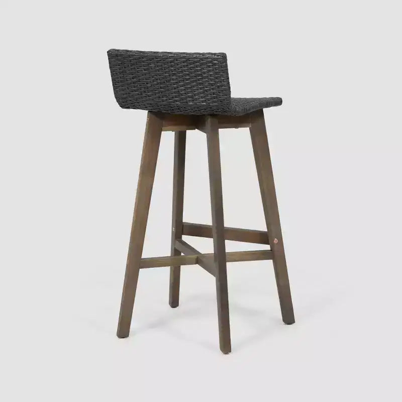 4pk La Brea Acacia Wood & Wicker Patio Barstools - Christopher Knight Home