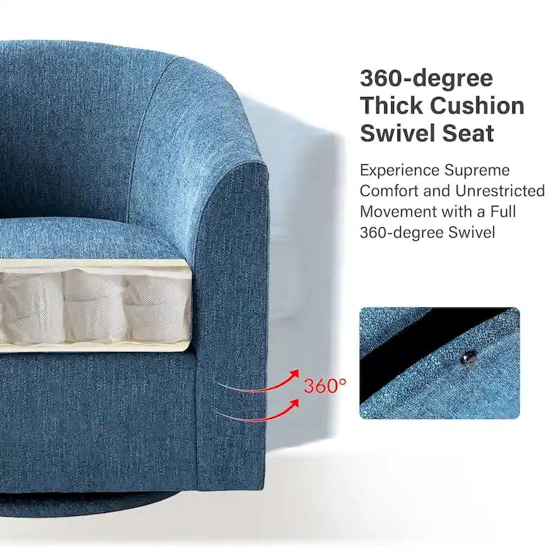 Cuenca Modern Upholstered Barrel Chair with Swivel Base