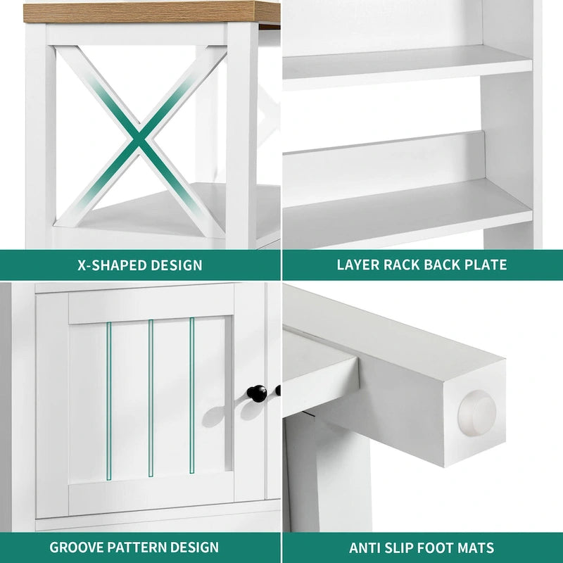 Moasis 5 Tier Kitchen Bakers Rack with Storage Shelves Microwave Oven Stand Kitchen Shelf Organizer