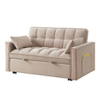 4 in1 Loveseat Sofa Bed with Armrests & Storage Pockets, Multi-Function Tufted Pull-out Sofa Bed with Adjustable Backrest